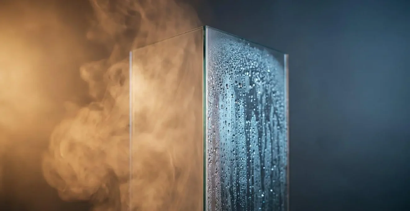 Cross-section visualization showing temperature differential and moisture condensation inside waterproof jacket