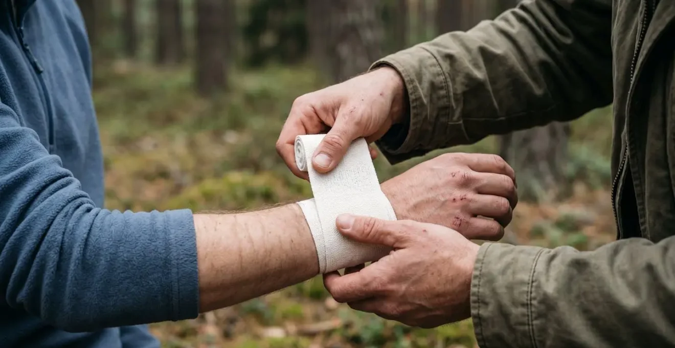 Proper snake bite limb immobilization technique in outdoor setting